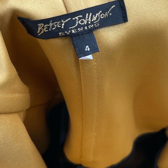 Vintage Betsey Johnson Evening Satin Dress Gold & Black Sleeveless Dress Size 4 - Picture 7 of 8